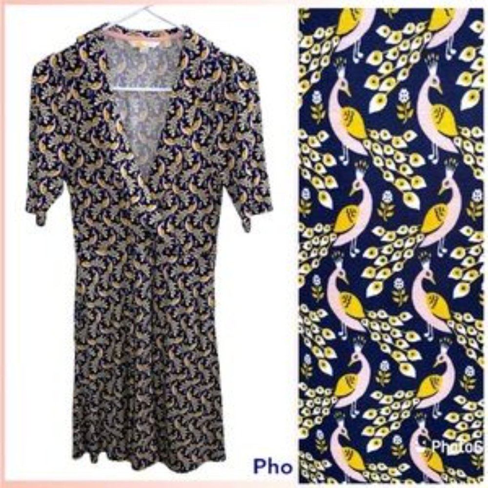 Boden Fixed Wrap Jersey Dress in French Paradise Peacock